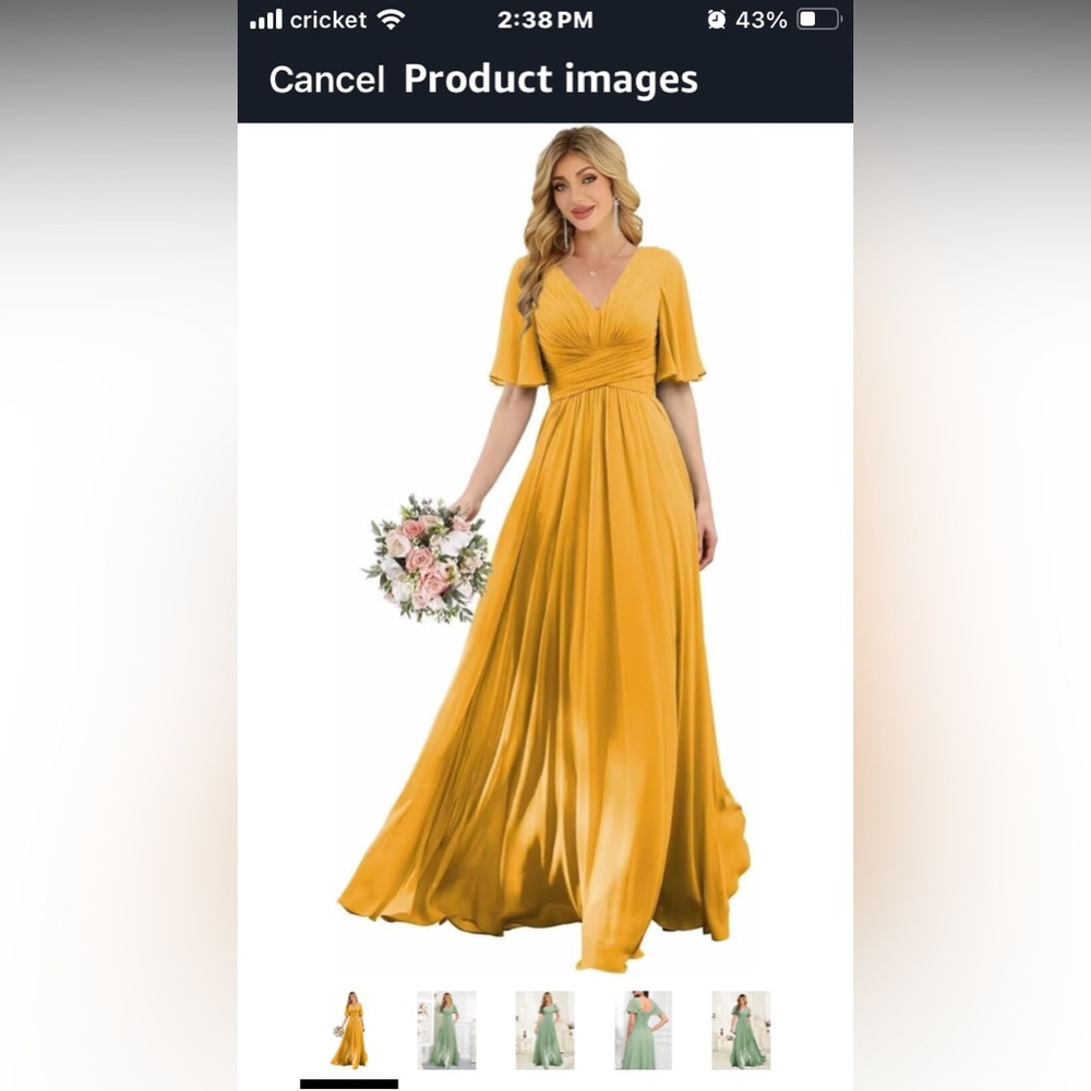 Yellow floor length dress worn once